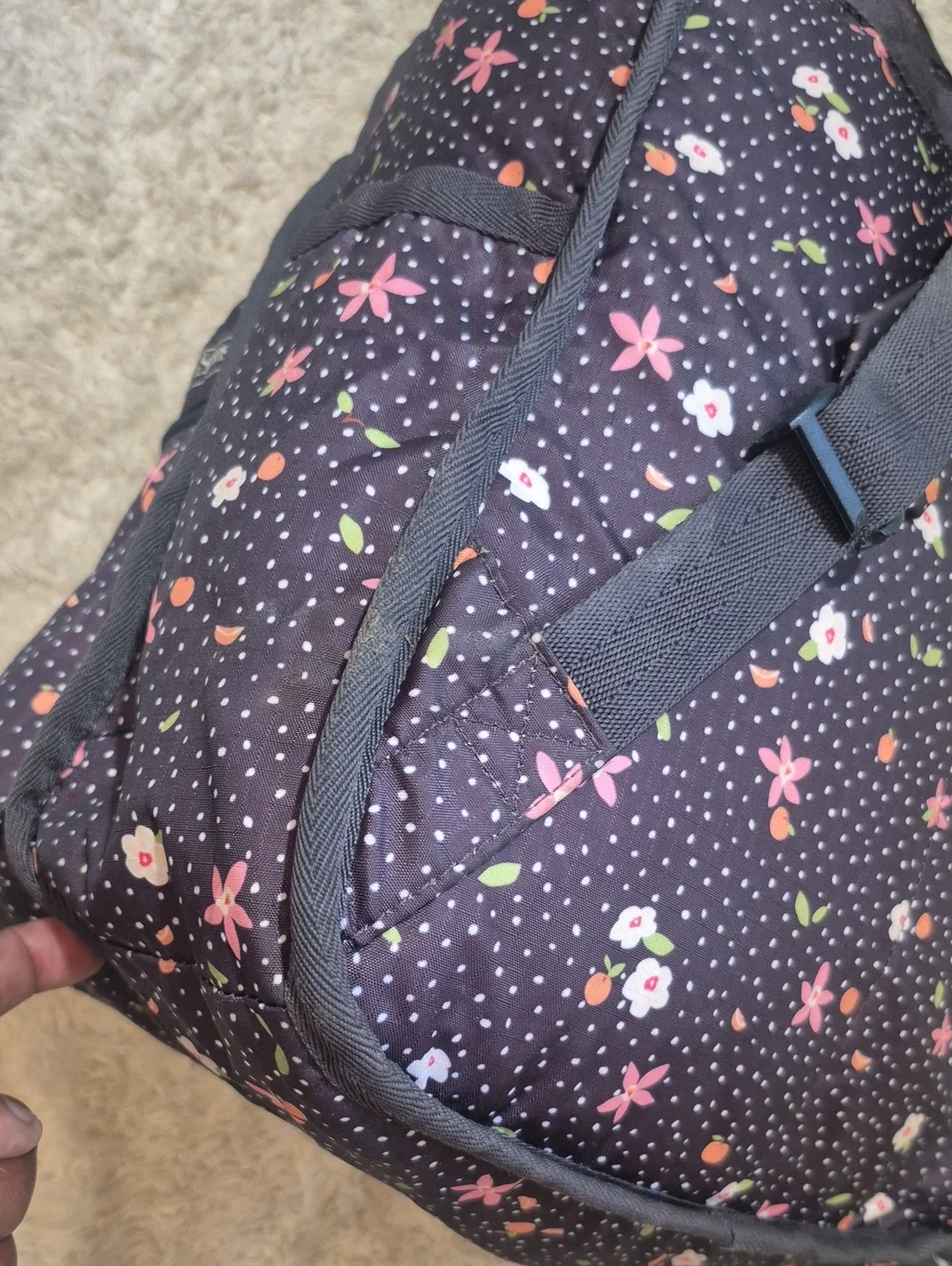 LeSportsac Polkadot Citrus Floral Backpack Nylon Ripstop Fruit Print School Bag